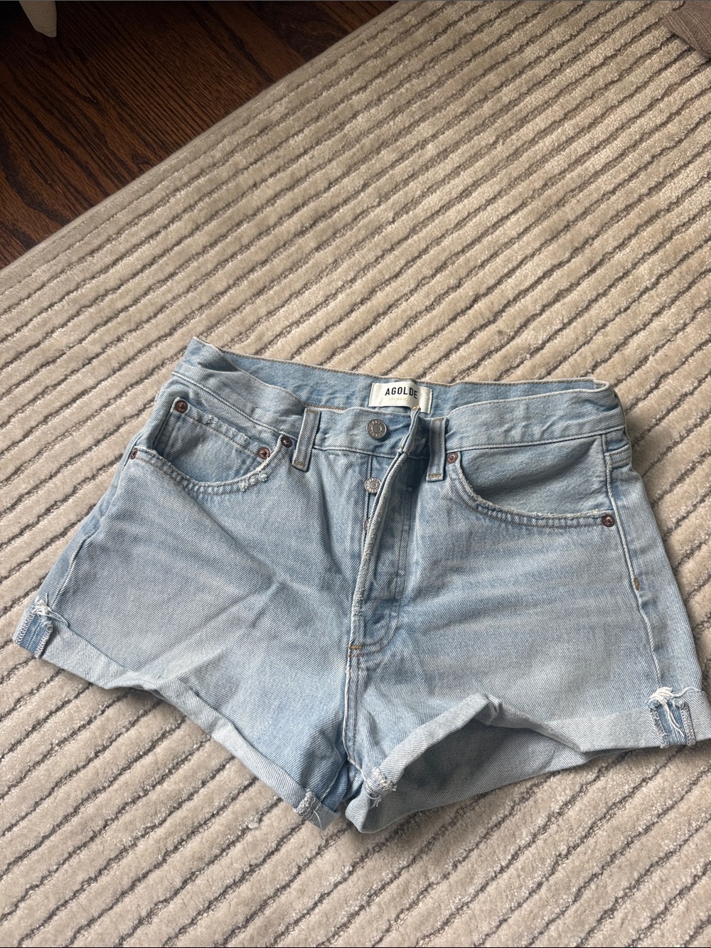 Agolde Light Wash High-Rise Jean Shorts